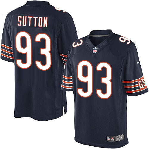Youth Elite Will Sutton Nike Jersey Navy Blue Home - #93 NFL Chicago Bears